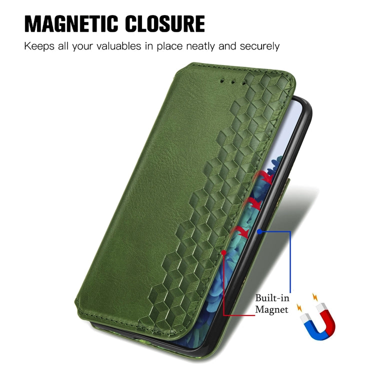 For Samsung Galaxy S21+ 5G Cubic Grid Pressed Horizontal Flip Magnetic PU Leather Case with Holder & Card Slots & Wallet