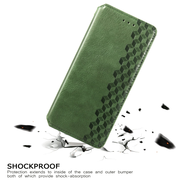 For Samsung Galaxy S21+ 5G Cubic Grid Pressed Horizontal Flip Magnetic PU Leather Case with Holder & Card Slots & Wallet