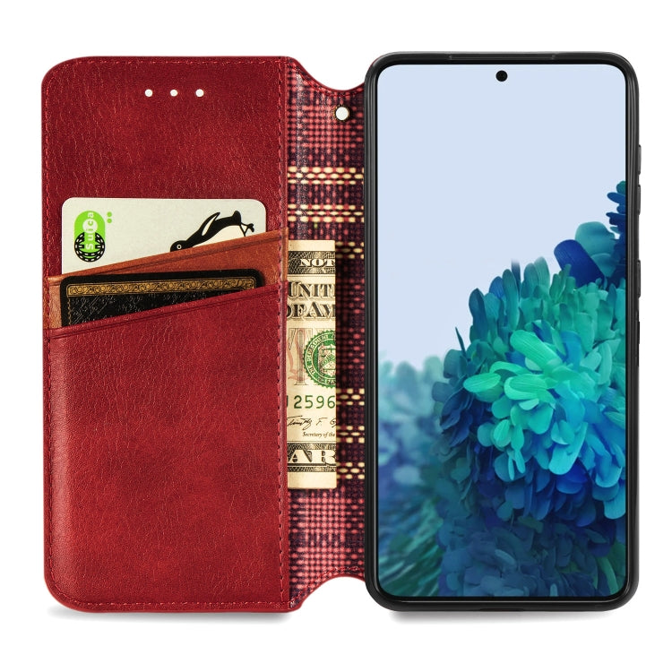 For Samsung Galaxy S21+ 5G Cubic Grid Pressed Horizontal Flip Magnetic PU Leather Case with Holder & Card Slots & Wallet