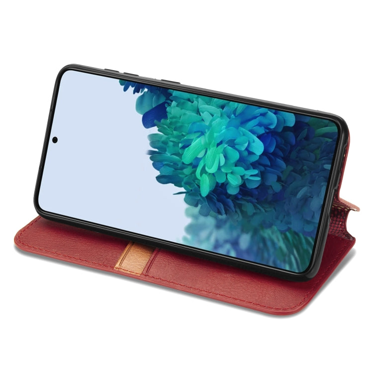 For Samsung Galaxy S21+ 5G Cubic Grid Pressed Horizontal Flip Magnetic PU Leather Case with Holder & Card Slots & Wallet