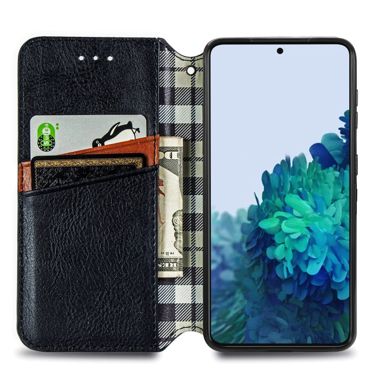 For Samsung Galaxy S21 Ultra 5G Cubic Grid Pressed Horizontal Flip Magnetic PU Leather Case with Holder & Card Slots & Wallet