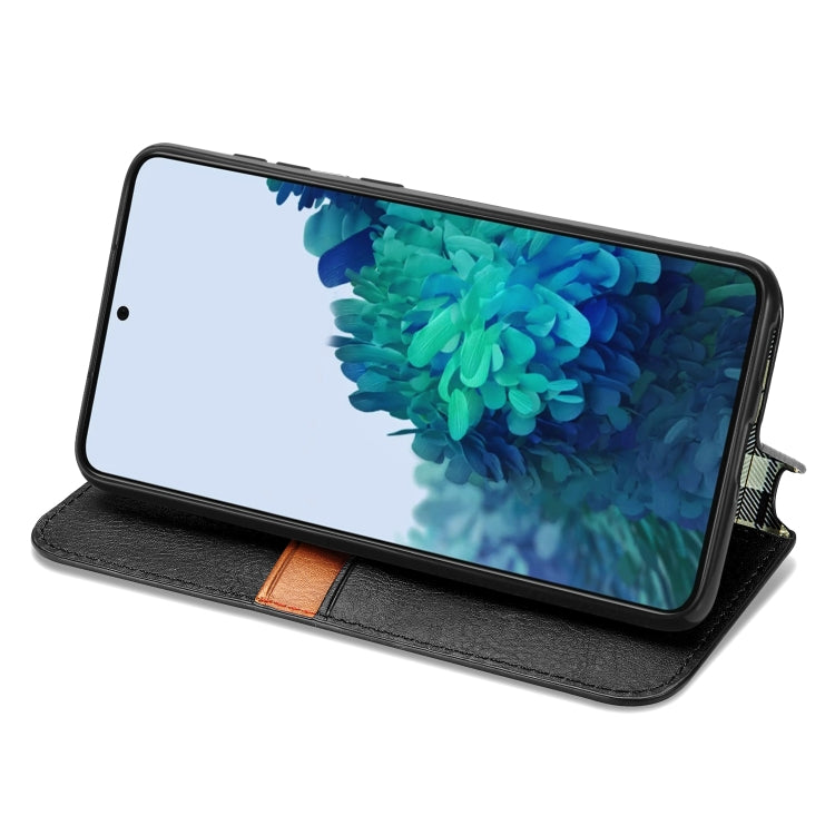 For Samsung Galaxy S21 Ultra 5G Cubic Grid Pressed Horizontal Flip Magnetic PU Leather Case with Holder & Card Slots & Wallet