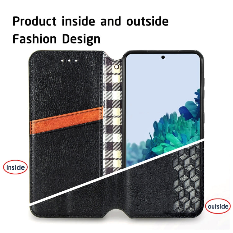 For Samsung Galaxy S21 Ultra 5G Cubic Grid Pressed Horizontal Flip Magnetic PU Leather Case with Holder & Card Slots & Wallet