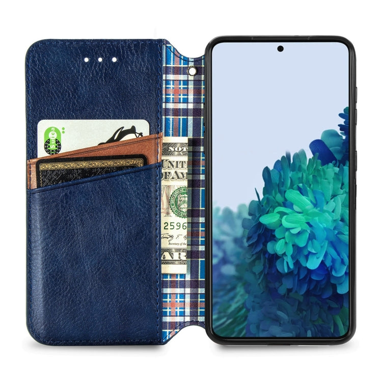For Samsung Galaxy S21 Ultra 5G Cubic Grid Pressed Horizontal Flip Magnetic PU Leather Case with Holder & Card Slots & Wallet