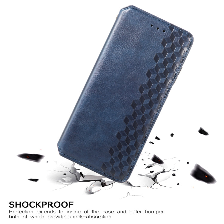 For Samsung Galaxy S21 Ultra 5G Cubic Grid Pressed Horizontal Flip Magnetic PU Leather Case with Holder & Card Slots & Wallet