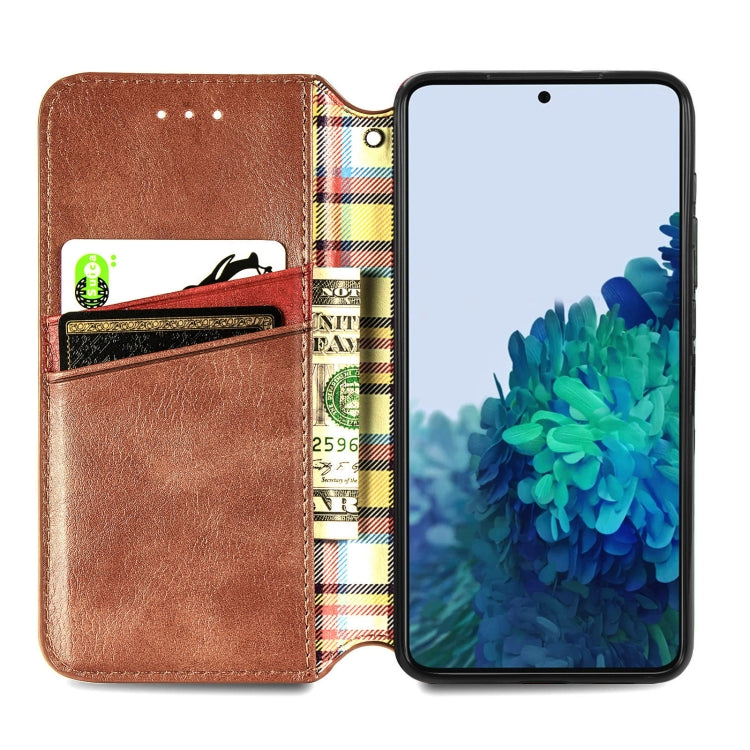 For Samsung Galaxy S21 Ultra 5G Cubic Grid Pressed Horizontal Flip Magnetic PU Leather Case with Holder & Card Slots & Wallet