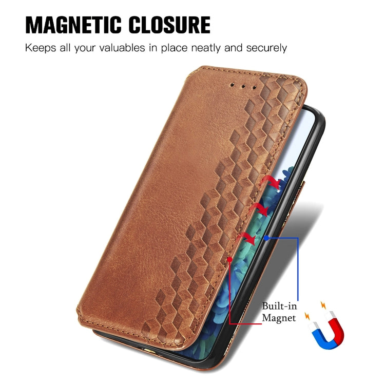 For Samsung Galaxy S21 Ultra 5G Cubic Grid Pressed Horizontal Flip Magnetic PU Leather Case with Holder & Card Slots & Wallet
