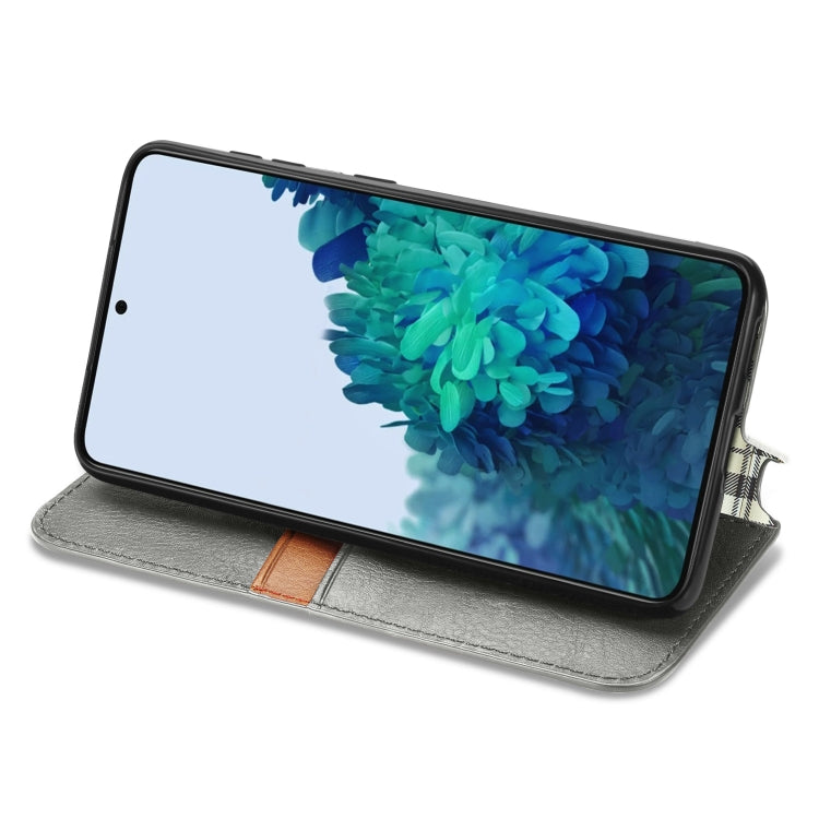 For Samsung Galaxy S21 Ultra 5G Cubic Grid Pressed Horizontal Flip Magnetic PU Leather Case with Holder & Card Slots & Wallet