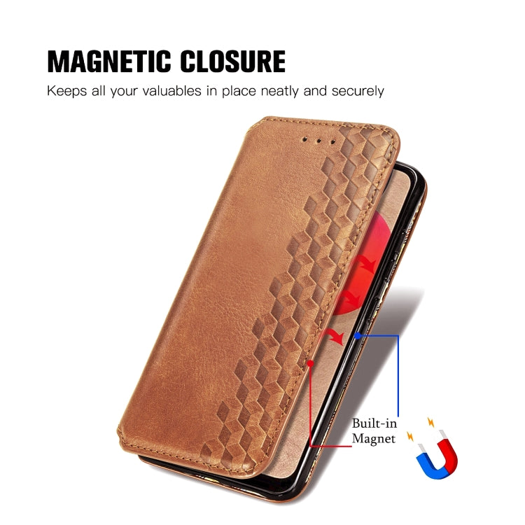 For Samsung Galaxy A02s(US Edition) Cubic Grid Pressed Horizontal Flip Magnetic PU Leather Case with Holder & Card Slots & Wallet