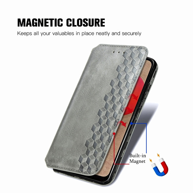 For Samsung Galaxy A02s(US Edition) Cubic Grid Pressed Horizontal Flip Magnetic PU Leather Case with Holder & Card Slots & Wallet