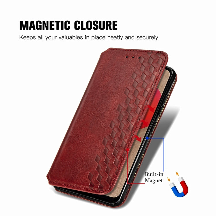 For Samsung Galaxy A02s(US Edition) Cubic Grid Pressed Horizontal Flip Magnetic PU Leather Case with Holder & Card Slots & Wallet