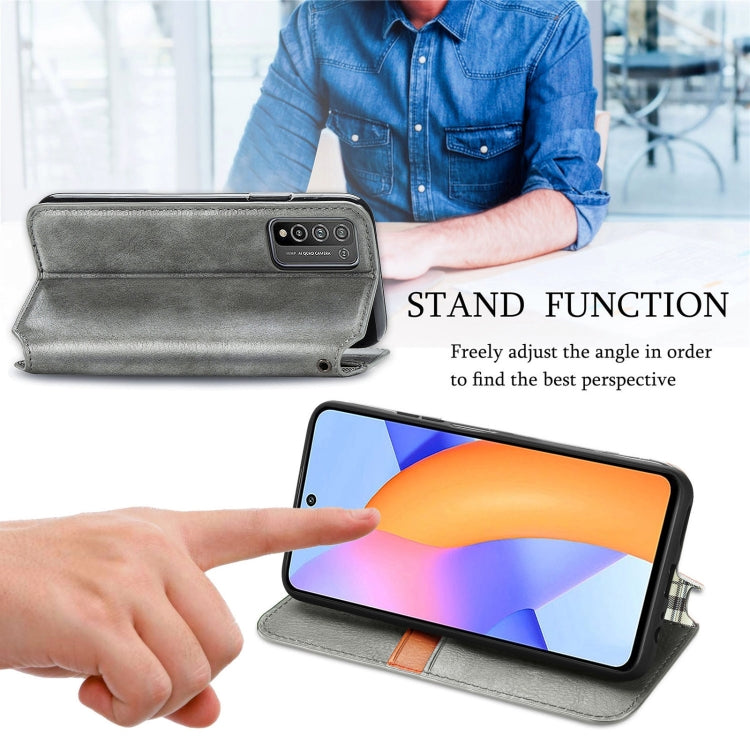For Huawei Honor 10 X Lite Cubic Grid Pressed Horizontal Flip Magnetic PU Leather Case with Holder & Card Slots & Wallet