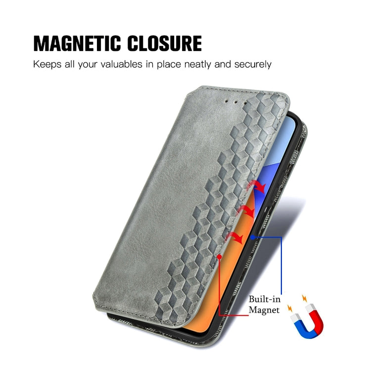 For Huawei Honor 10 X Lite Cubic Grid Pressed Horizontal Flip Magnetic PU Leather Case with Holder & Card Slots & Wallet