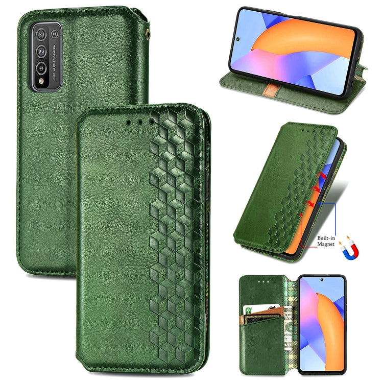 For Huawei Honor 10 X Lite Cubic Grid Pressed Horizontal Flip Magnetic PU Leather Case with Holder & Card Slots & Wallet