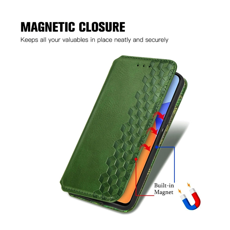 For Huawei Honor 10 X Lite Cubic Grid Pressed Horizontal Flip Magnetic PU Leather Case with Holder & Card Slots & Wallet