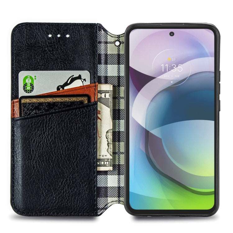 For Motorola MOTO G 5G Cubic Grid Pressed Horizontal Flip Magnetic PU Leather Case with Holder & Card Slots & Wallet