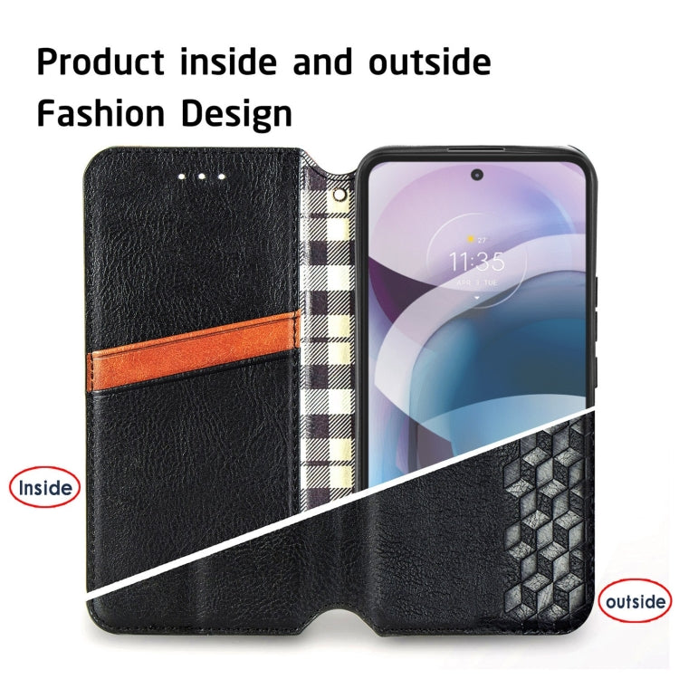 For Motorola MOTO G 5G Cubic Grid Pressed Horizontal Flip Magnetic PU Leather Case with Holder & Card Slots & Wallet