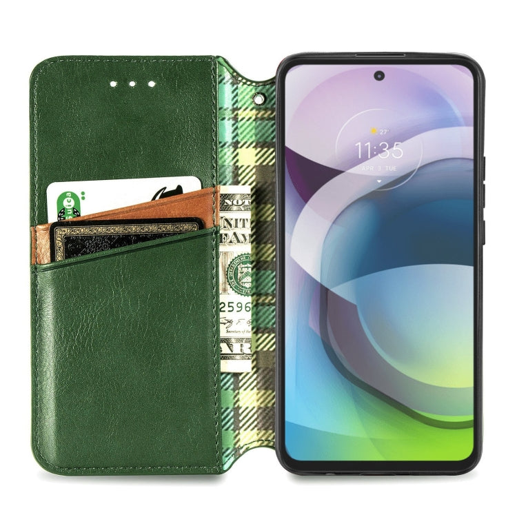 For Motorola MOTO G 5G Cubic Grid Pressed Horizontal Flip Magnetic PU Leather Case with Holder & Card Slots & Wallet