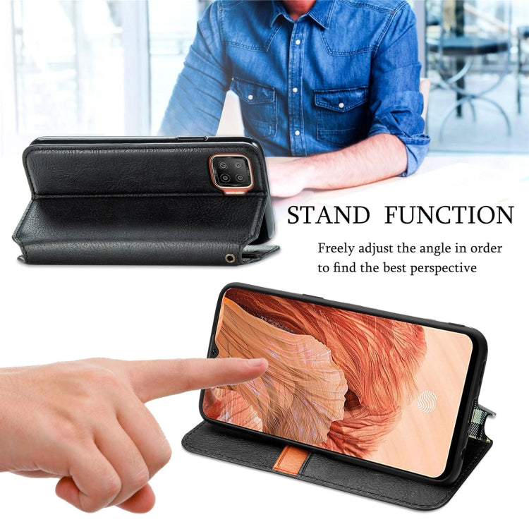 For OPPO F17 Cubic Grid Pressed Horizontal Flip Magnetic PU Leather Case with Holder & Card Slots & Wallet