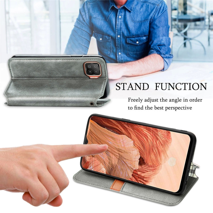 For OPPO F17 Cubic Grid Pressed Horizontal Flip Magnetic PU Leather Case with Holder & Card Slots & Wallet