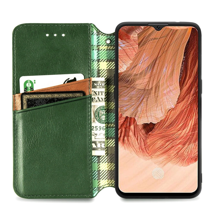 For OPPO F17 Cubic Grid Pressed Horizontal Flip Magnetic PU Leather Case with Holder & Card Slots & Wallet