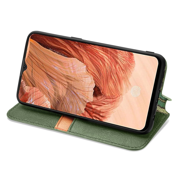 For OPPO F17 Cubic Grid Pressed Horizontal Flip Magnetic PU Leather Case with Holder & Card Slots & Wallet