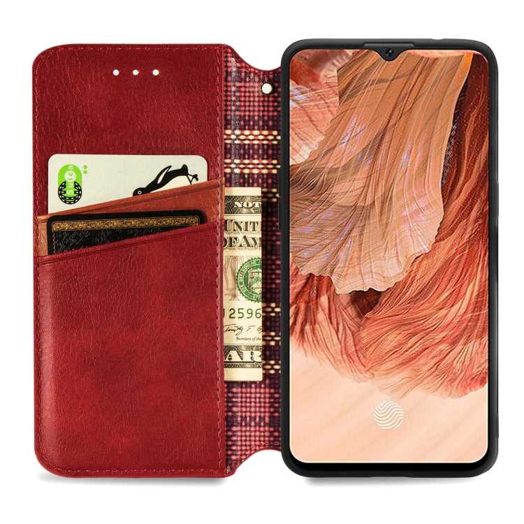For OPPO F17 Cubic Grid Pressed Horizontal Flip Magnetic PU Leather Case with Holder & Card Slots & Wallet