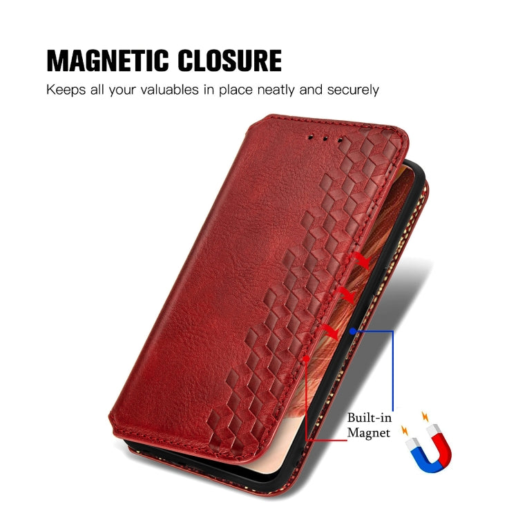For OPPO F17 Cubic Grid Pressed Horizontal Flip Magnetic PU Leather Case with Holder & Card Slots & Wallet