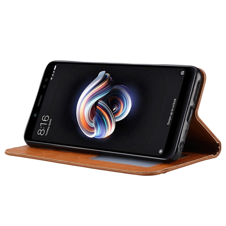 Knead Skin Texture Horizontal Flip Leather Case for Xiaomi Redmi Note 5 / Note 5 Pro, with Photo Frame & Holder & Card Slots & Wallet