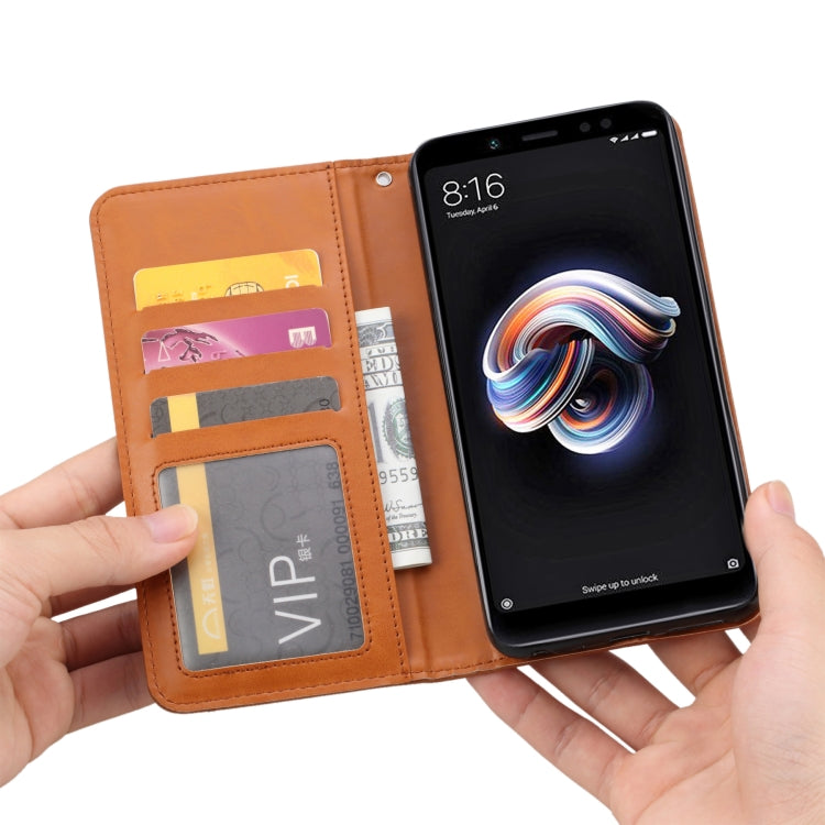 Knead Skin Texture Horizontal Flip Leather Case for Xiaomi Redmi Note 5 / Note 5 Pro, with Photo Frame & Holder & Card Slots & Wallet