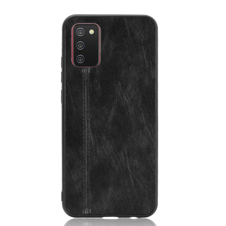 For Samsung Galaxy A02s European Version Shockproof Sewing Cow Pattern Skin PC + PU + TPU Case