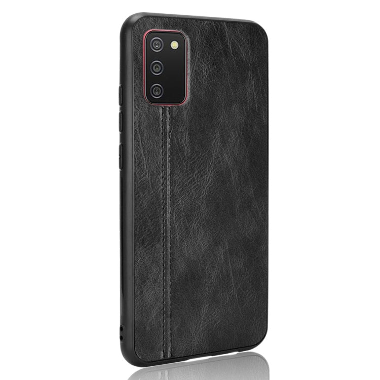 For Samsung Galaxy A02s European Version Shockproof Sewing Cow Pattern Skin PC + PU + TPU Case