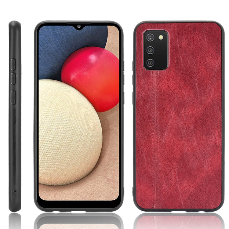 For Samsung Galaxy A02s European Version Shockproof Sewing Cow Pattern Skin PC + PU + TPU Case