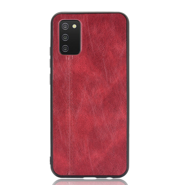 For Samsung Galaxy A02s European Version Shockproof Sewing Cow Pattern Skin PC + PU + TPU Case