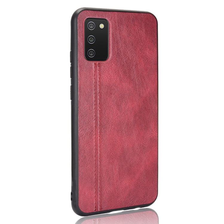 For Samsung Galaxy A02s European Version Shockproof Sewing Cow Pattern Skin PC + PU + TPU Case