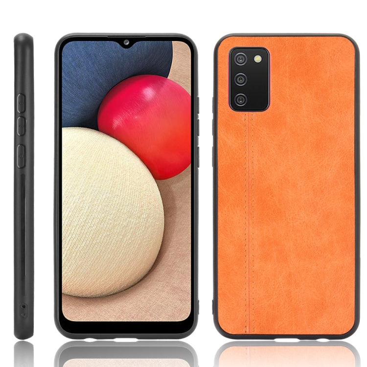 For Samsung Galaxy A02s European Version Shockproof Sewing Cow Pattern Skin PC + PU + TPU Case