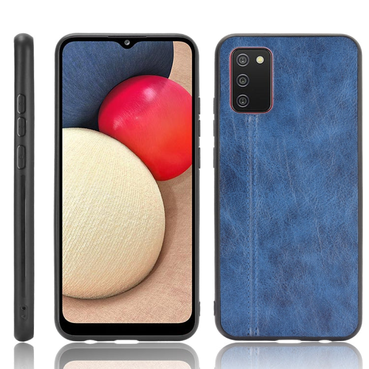 For Samsung Galaxy A02s European Version Shockproof Sewing Cow Pattern Skin PC + PU + TPU Case