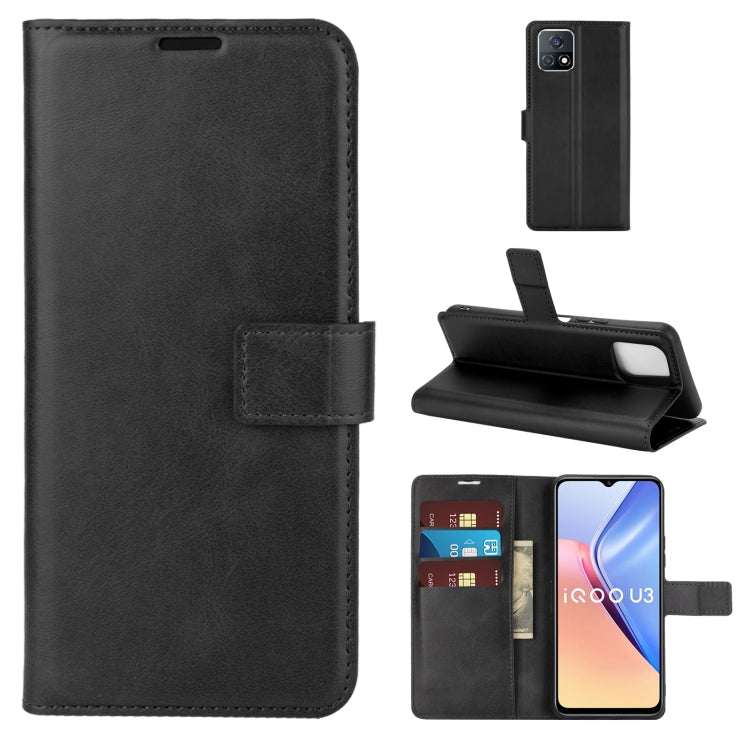 Retro Calf Pattern Buckle Card Wallet Left and Right Flip Phone Holster with Bracket Function For vivo iQOO U3 / Y52S