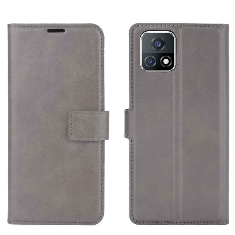 Retro Calf Pattern Buckle Card Wallet Left and Right Flip Phone Holster with Bracket Function For vivo iQOO U3 / Y52S