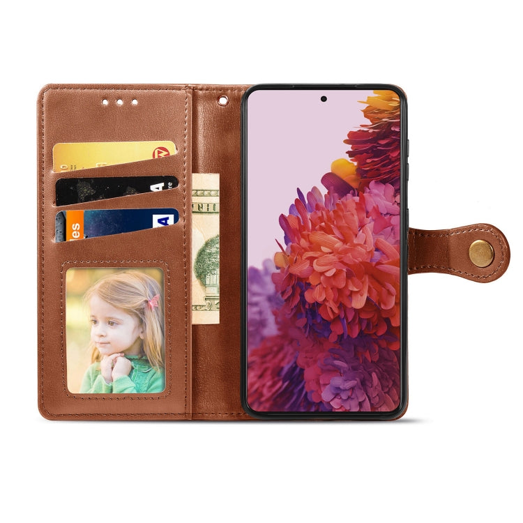 For Samsung Galaxy S21 Ultra 5G Retro Solid Color Leather Buckle Phone Case with Lanyard & Photo Frame & Card Slot & Wallet & Stand Function