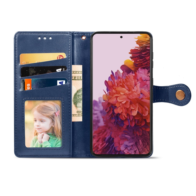 For Samsung Galaxy S21 Ultra 5G Retro Solid Color Leather Buckle Phone Case with Lanyard & Photo Frame & Card Slot & Wallet & Stand Function