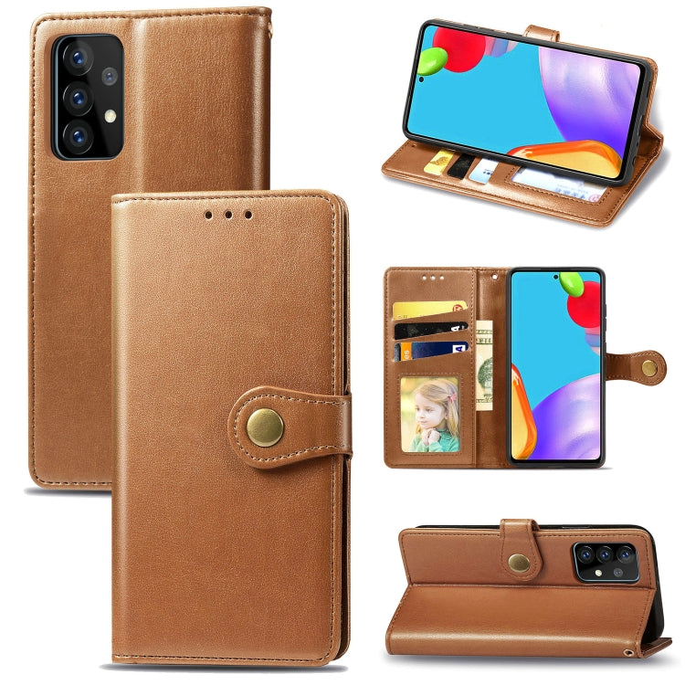 For Samsung Galaxy A52 5G / 4G Retro Solid Color Leather Buckle Phone Case with Lanyard & Photo Frame & Card Slot & Wallet & Stand Function