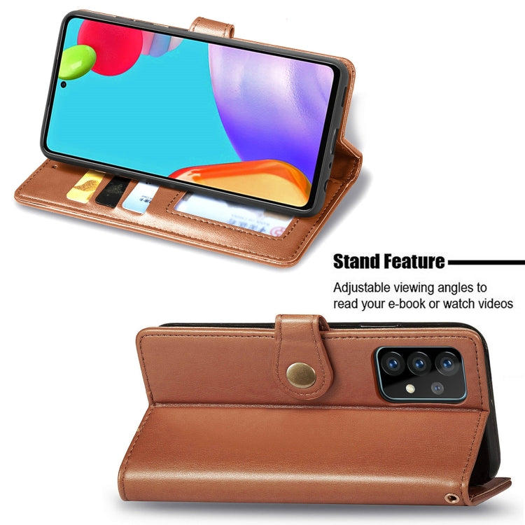 For Samsung Galaxy A52 5G / 4G Retro Solid Color Leather Buckle Phone Case with Lanyard & Photo Frame & Card Slot & Wallet & Stand Function