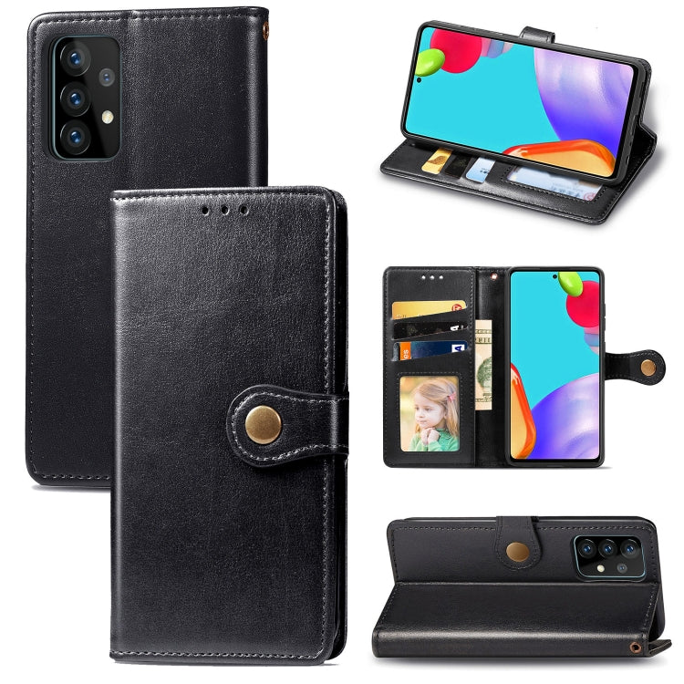 For Samsung Galaxy A52 5G / 4G Retro Solid Color Leather Buckle Phone Case with Lanyard & Photo Frame & Card Slot & Wallet & Stand Function