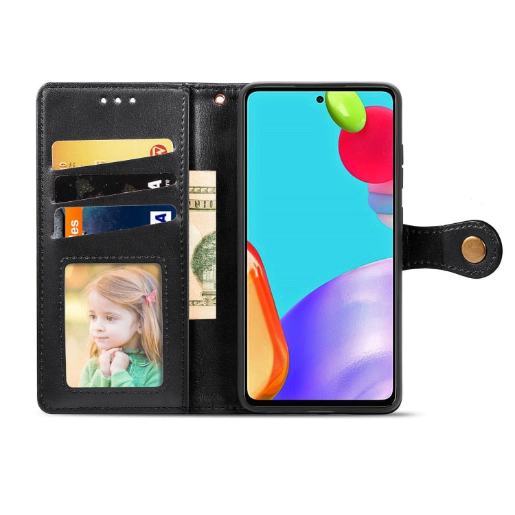 For Samsung Galaxy A52 5G / 4G Retro Solid Color Leather Buckle Phone Case with Lanyard & Photo Frame & Card Slot & Wallet & Stand Function