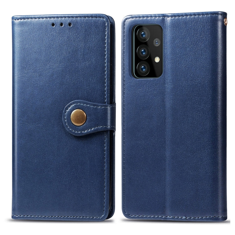 For Samsung Galaxy A52 5G / 4G Retro Solid Color Leather Buckle Phone Case with Lanyard & Photo Frame & Card Slot & Wallet & Stand Function