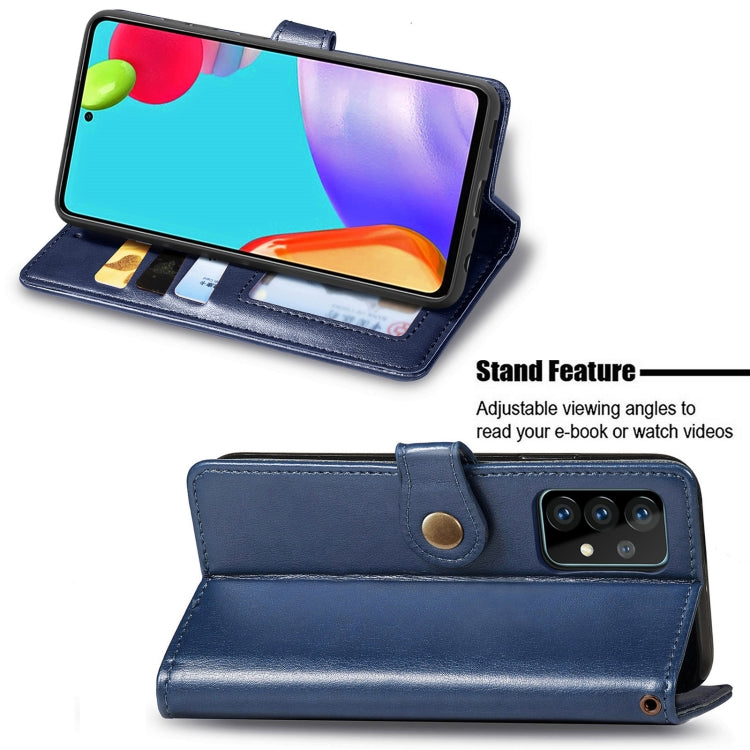 For Samsung Galaxy A52 5G / 4G Retro Solid Color Leather Buckle Phone Case with Lanyard & Photo Frame & Card Slot & Wallet & Stand Function