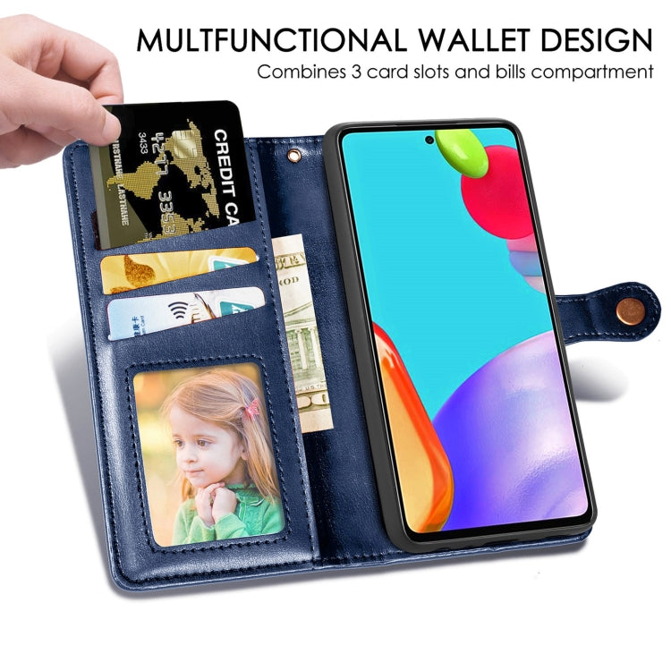 For Samsung Galaxy A52 5G / 4G Retro Solid Color Leather Buckle Phone Case with Lanyard & Photo Frame & Card Slot & Wallet & Stand Function