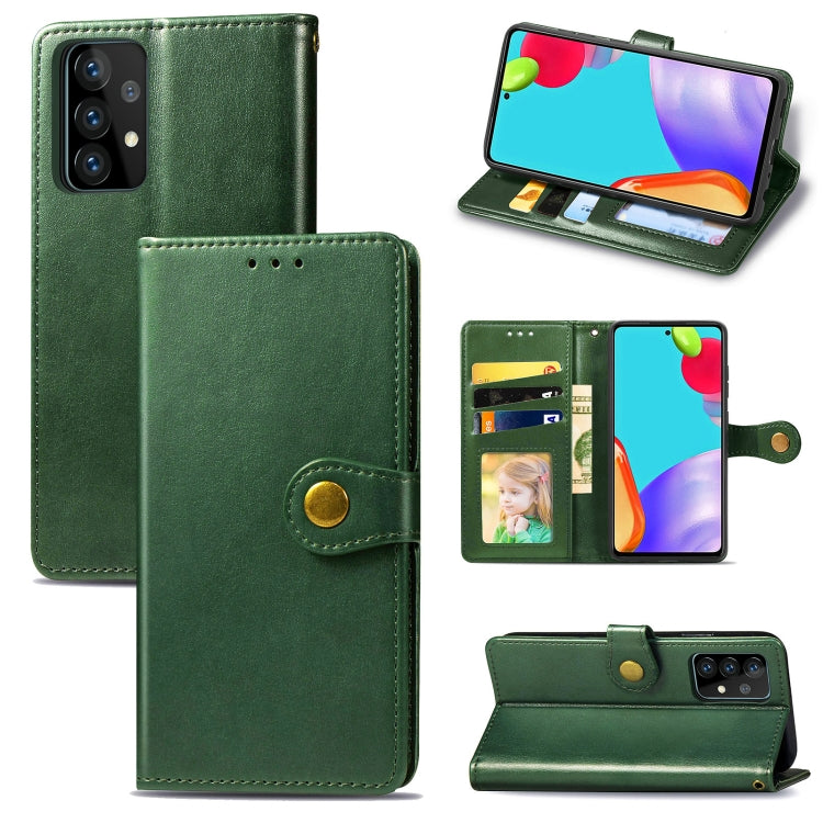 For Samsung Galaxy A52 5G / 4G Retro Solid Color Leather Buckle Phone Case with Lanyard & Photo Frame & Card Slot & Wallet & Stand Function