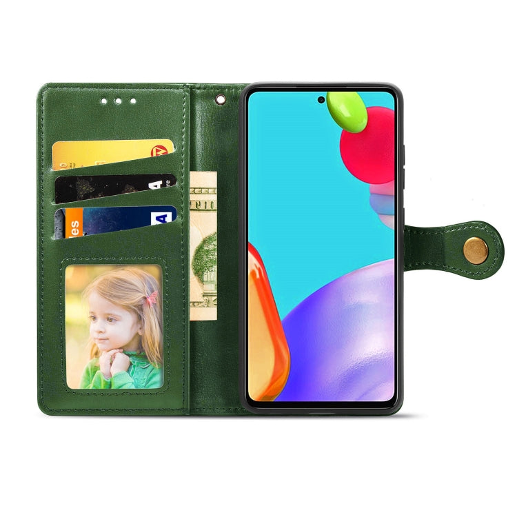 For Samsung Galaxy A52 5G / 4G Retro Solid Color Leather Buckle Phone Case with Lanyard & Photo Frame & Card Slot & Wallet & Stand Function